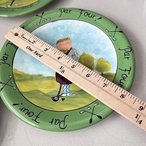 Certified International Set Of 4 Plates Golf Theme Tracy Flickinger Par Four - Picture 7 of 7